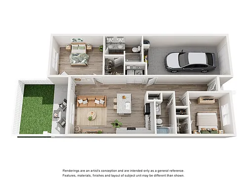Floor plan 2 Bed Richmond w/1 Car Garage