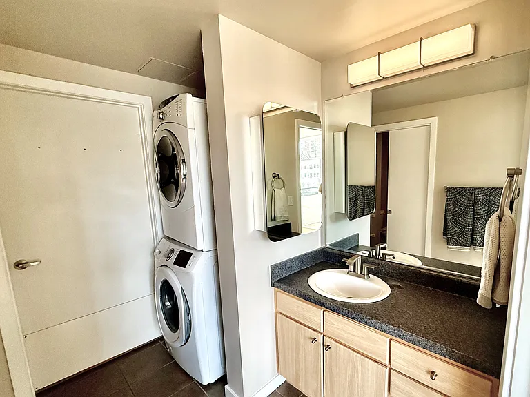 Vanity and laundry area