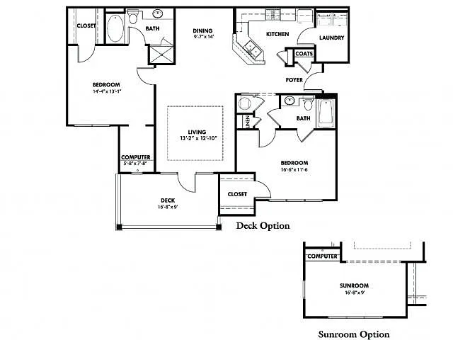Floor plan B1 With Sunroom Option