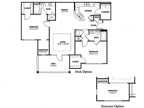 Floor plan B1 With Sunroom Option