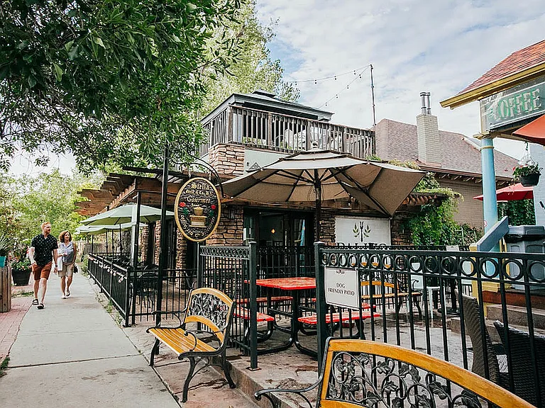Experience the charm of outdoor dining in a cozy, pet-friendly setting.