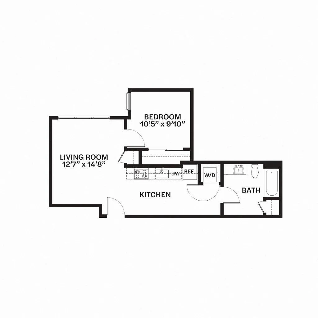 Floor plan Traditional One Bedroom C19