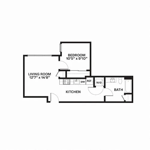 Floor plan Traditional One Bedroom C19