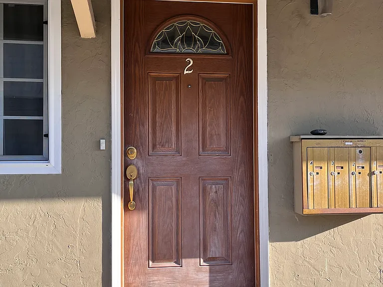 4 panels front door with stain glass top