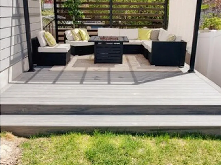Outdoor deck with small lawn