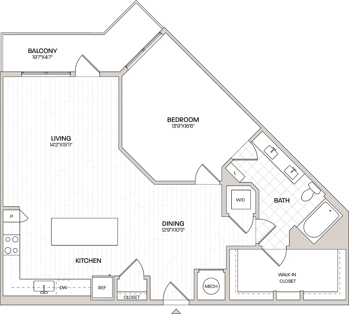 Floor plan 1 Bed/1 Bath-A4