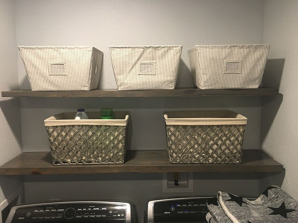 Floating shelves in laundry