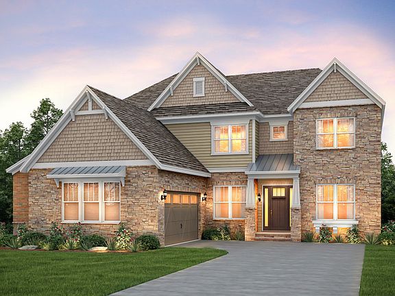 Harrington Exterior 5 features Stone, Shakes, Siding and Covered Front Door