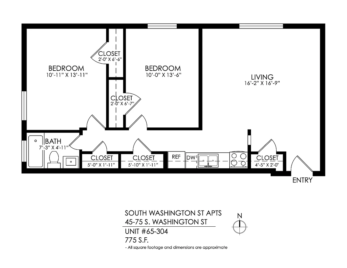 Floor plan South Washington Apts - 2 Bed, 1 Bath