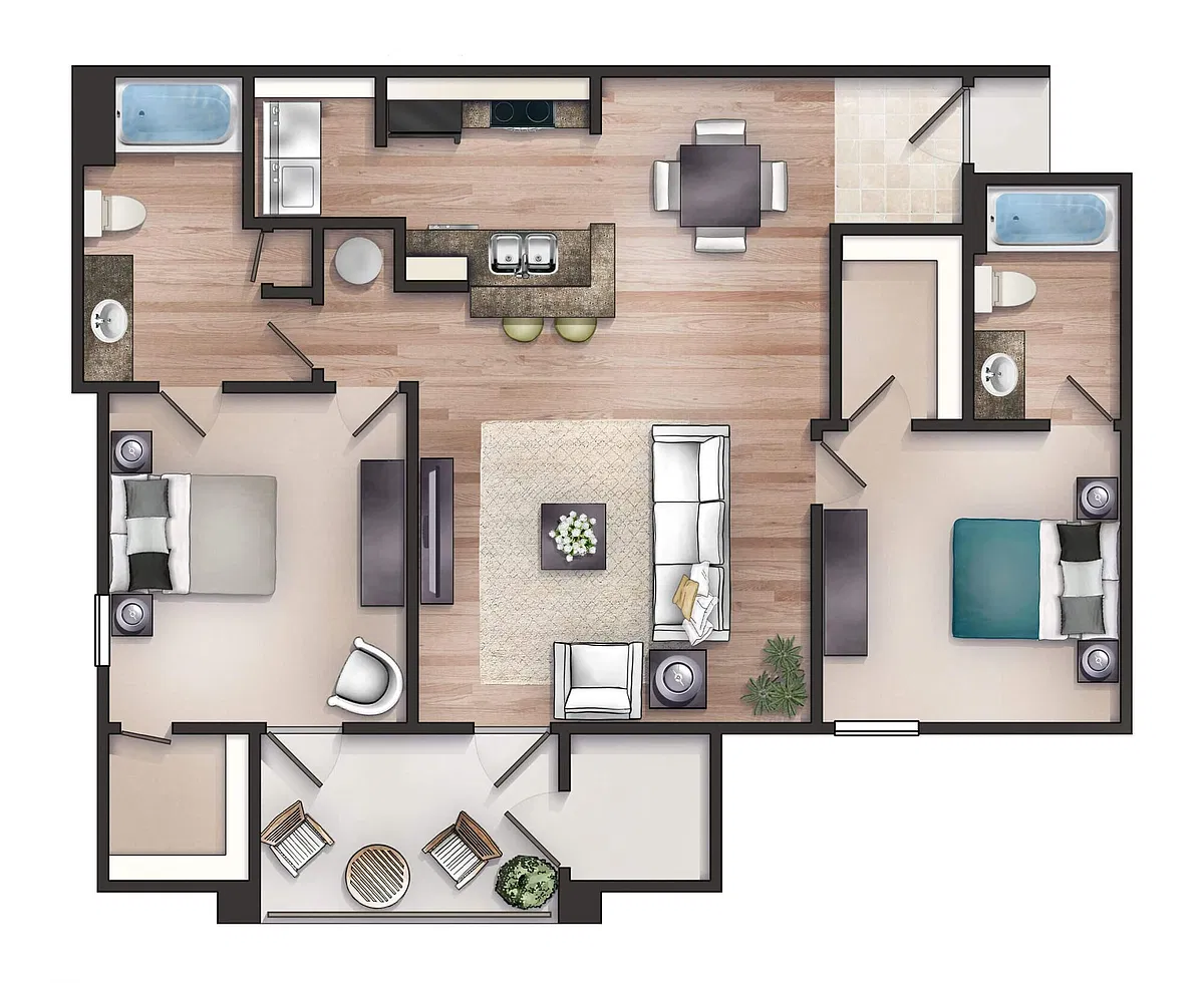 Floor plan The Oak 2 Bedroom