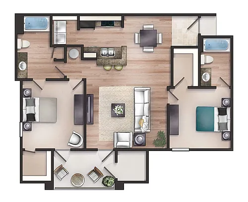 Floor plan The Oak 2 Bedroom
