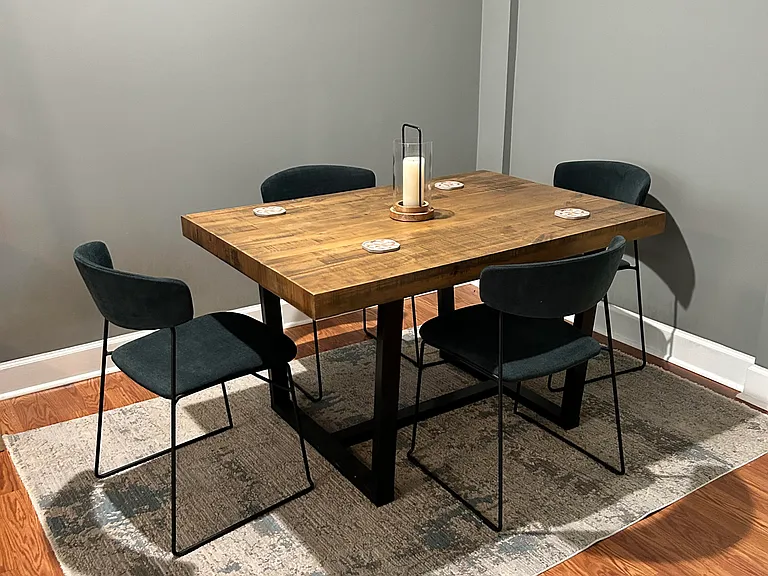Dining table and chairs from Beyond Blue interiors.