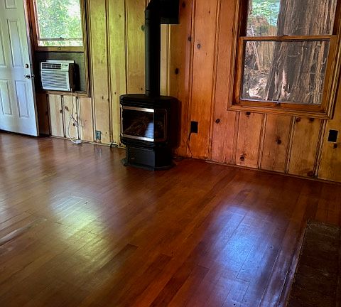 Living room. Natural gas freestanding stove