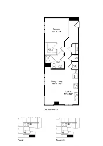 Floor plan ONE BEDROOM D