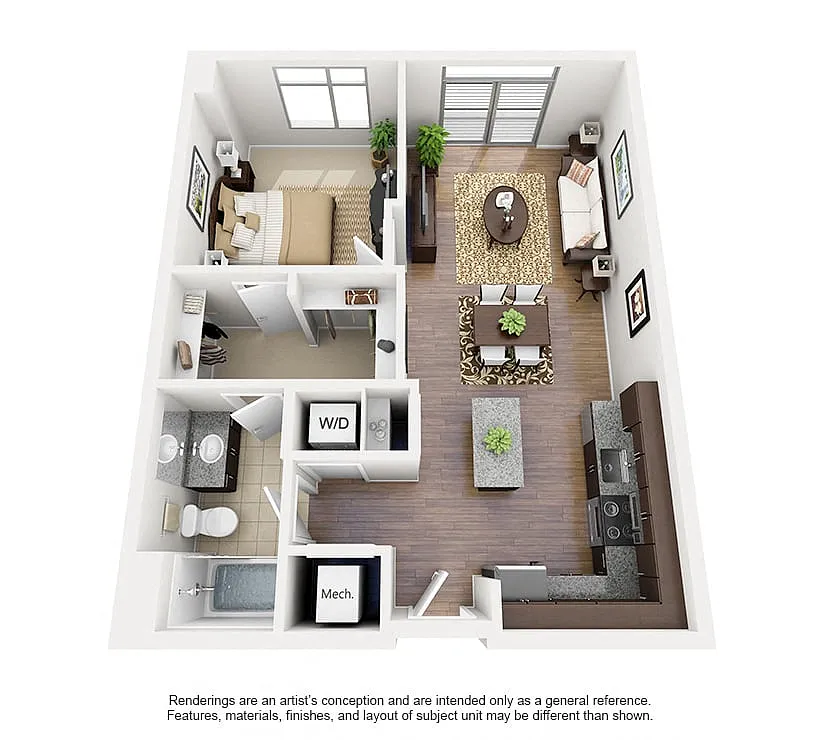 Floor plan 1 Bed/1 Bath-A05A