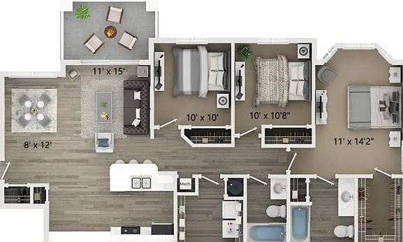 3 Bed | 2 Bath | C2U | 1240 SF 3 Bed | 2 Bath | C2U | 1240 SF