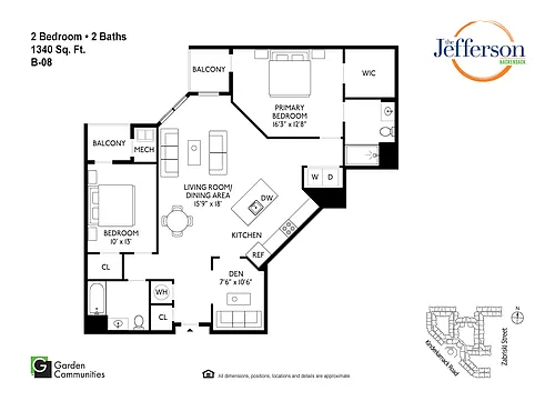 Floor plan $3.18/sq.ft. - B-08 Two Bedroom w/Den