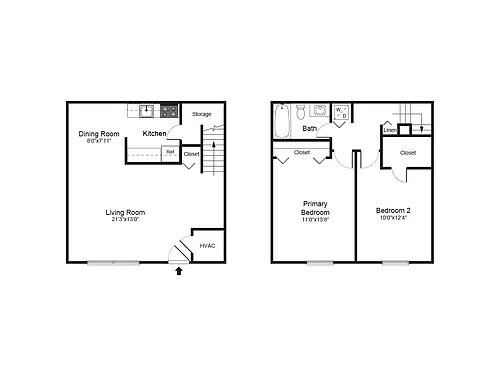 Floor plan Two Bedroom Townhome