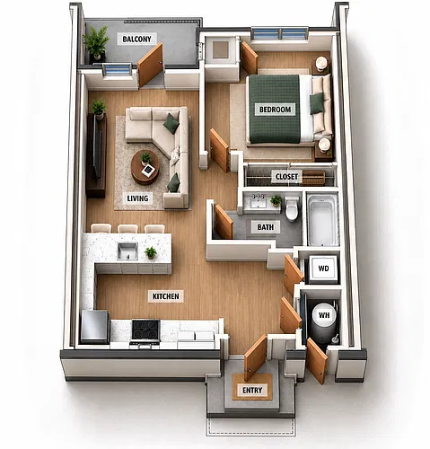 Floor plan 1 Bedroom - A-1