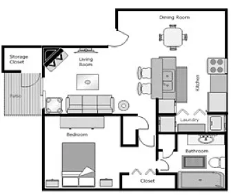 Floor plan 1 Bedroom A