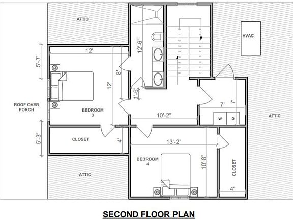2nd floor plan bedrooms are 13.2x10.8 and 12x12. Laundry room, bathroom