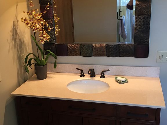 Nu marble vanities in bthrms