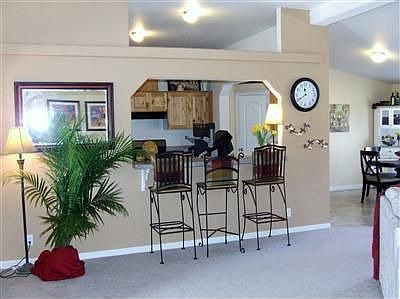 Great Room view to Kitchen and DR