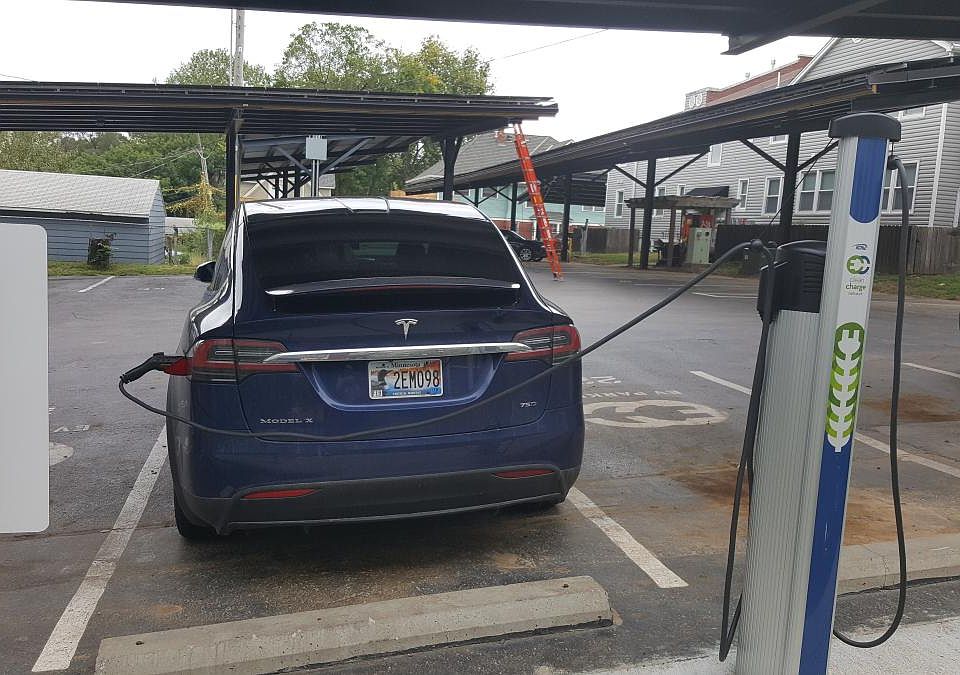 Tesla charging ON our KCPL partnership chargers