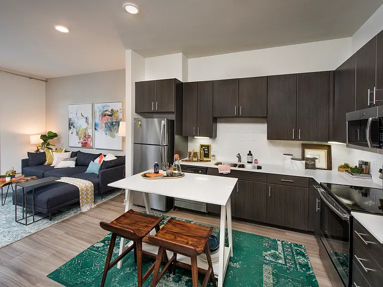 Kitchen with stainless steel appliances