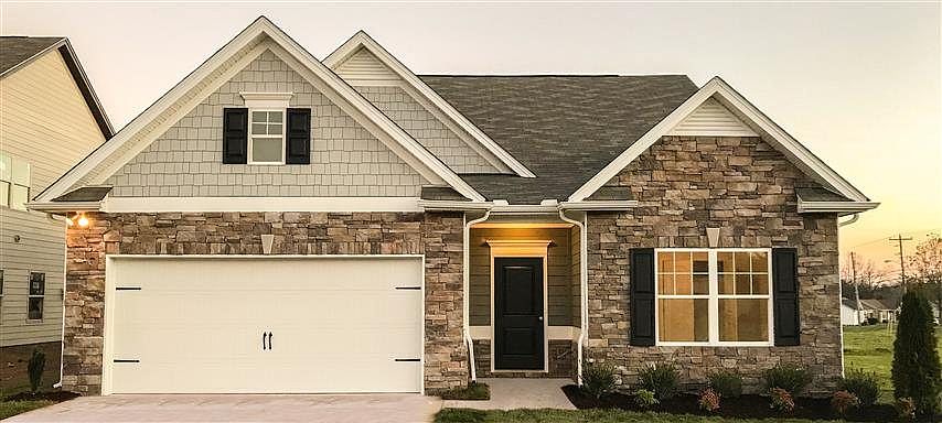 Lanier exterior example- choice of brick or stone accents with  fiber cement siding