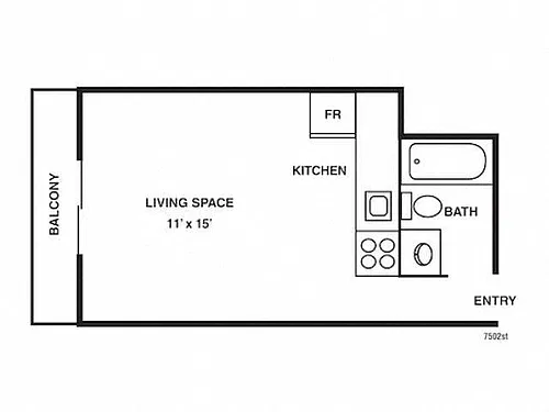 Floor plan 0x1 Oak w/Semi Priv Patio