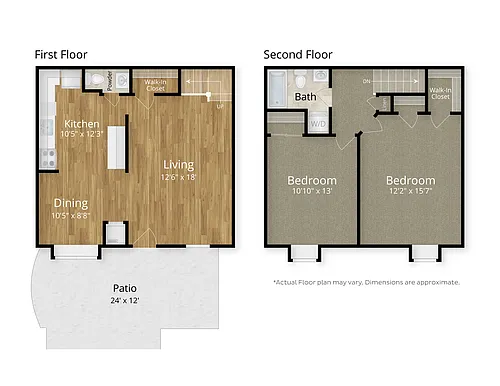 Floor plan 2 Bed x 1.5 Bath