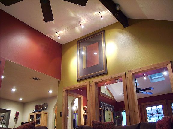 Living room with soaring ceilings