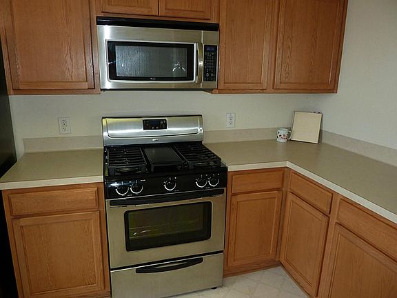 Kitchen has updated stainless steel appliances
