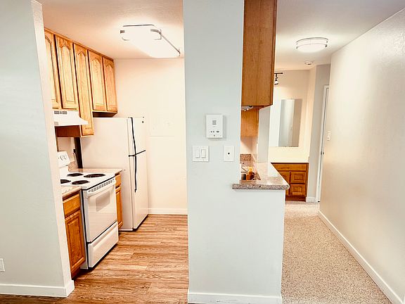 Kitchen and hallway to bedroom