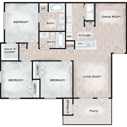 Floor plan C1 Three Bedroom