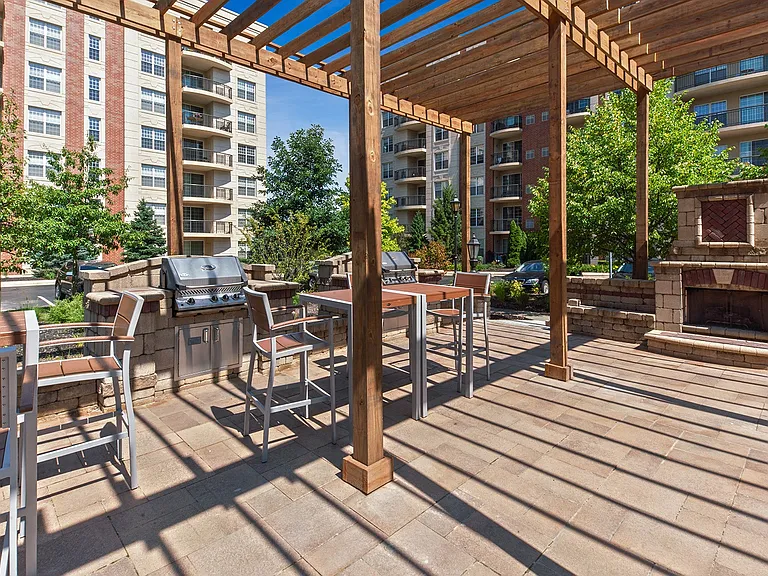 Outdoor lounge and grilling pergola