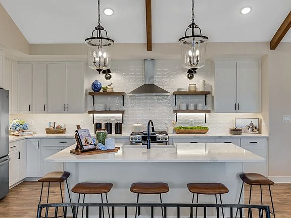 Kitchen with pendant lighting
