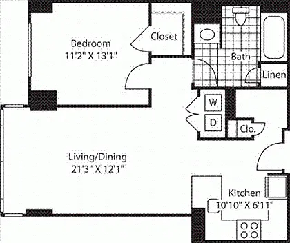 Floor plan 1 Bed (HC) - 792