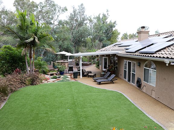 Backyard with solar panels