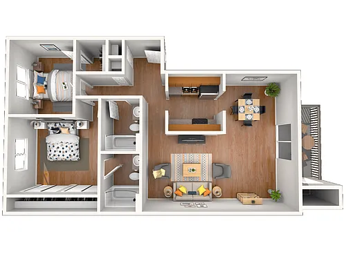 Floor plan 2 BED, 2 BATH