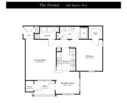 Floor plan Firenzi 1BR 1BA
