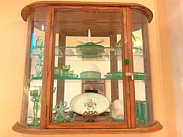Master Bath Green DG Oak Curio Cabinet