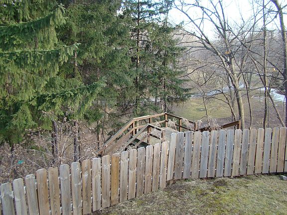 Private yard with park views