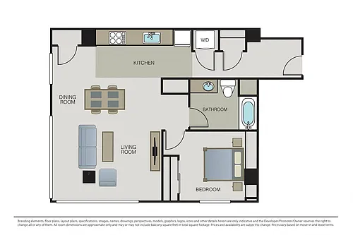 Floor plan One Bed One Bath B3
