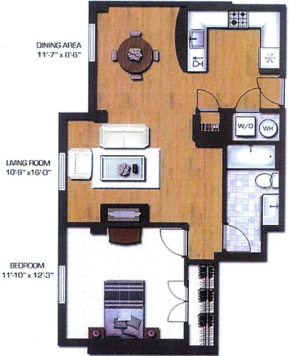Floor plan One Bedroom, Type D