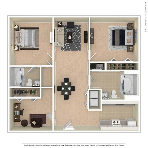 Floor plan 2 X 2 Den