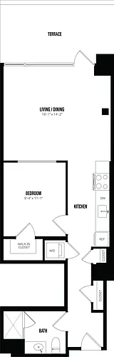 Floor plan Junior 1 Bed/1 Bath-B11