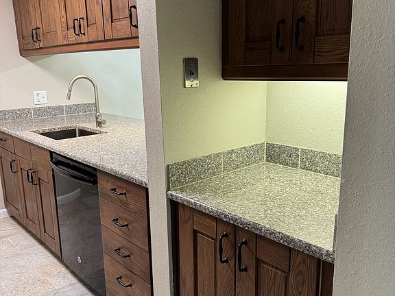 Kitchen with extra cubby space.