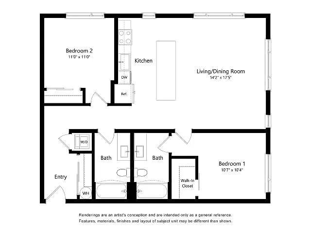 Floor plan Revel by Alta 2B-D